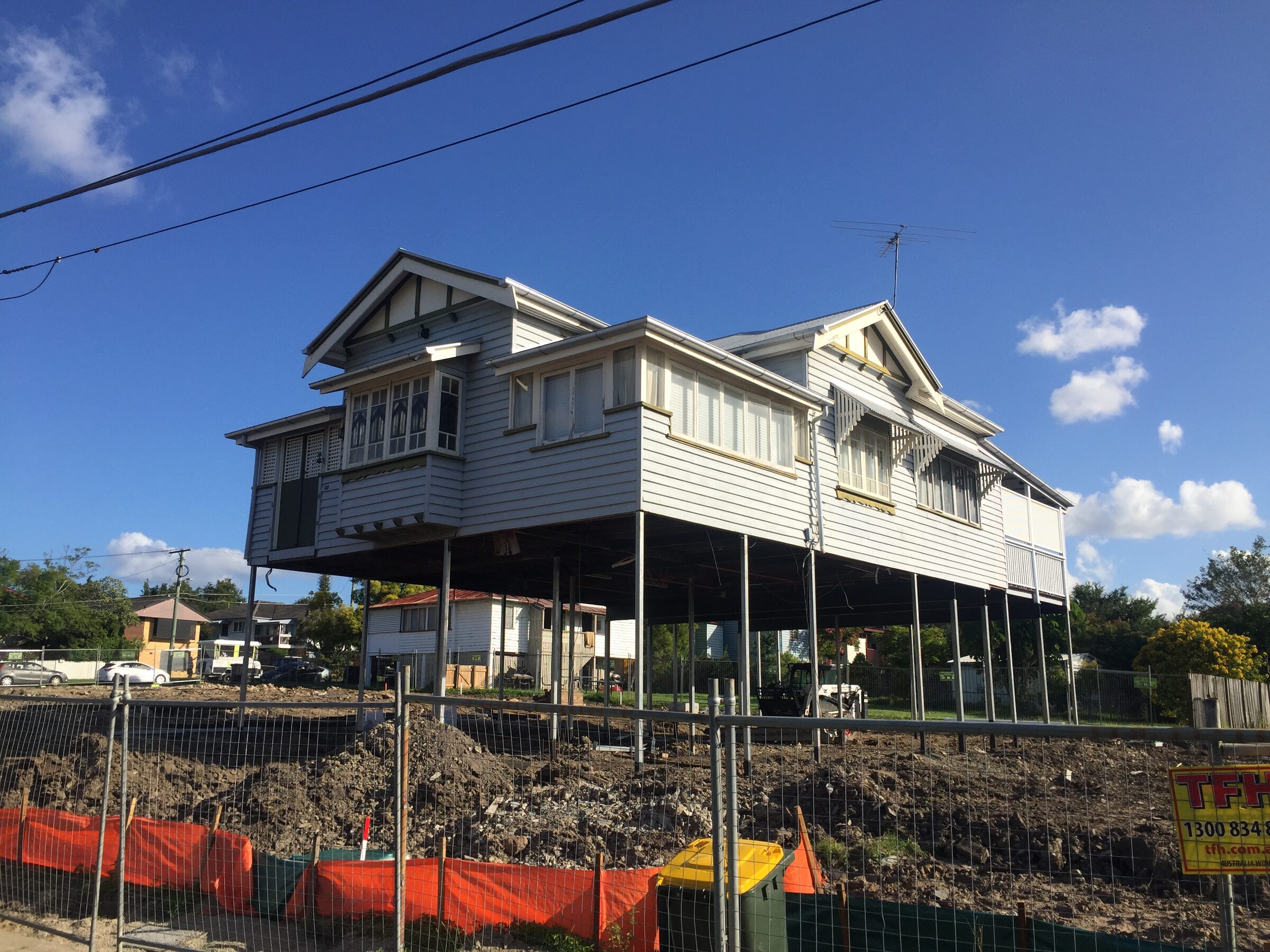 Framing and services rough-in during the Queenslander build-under