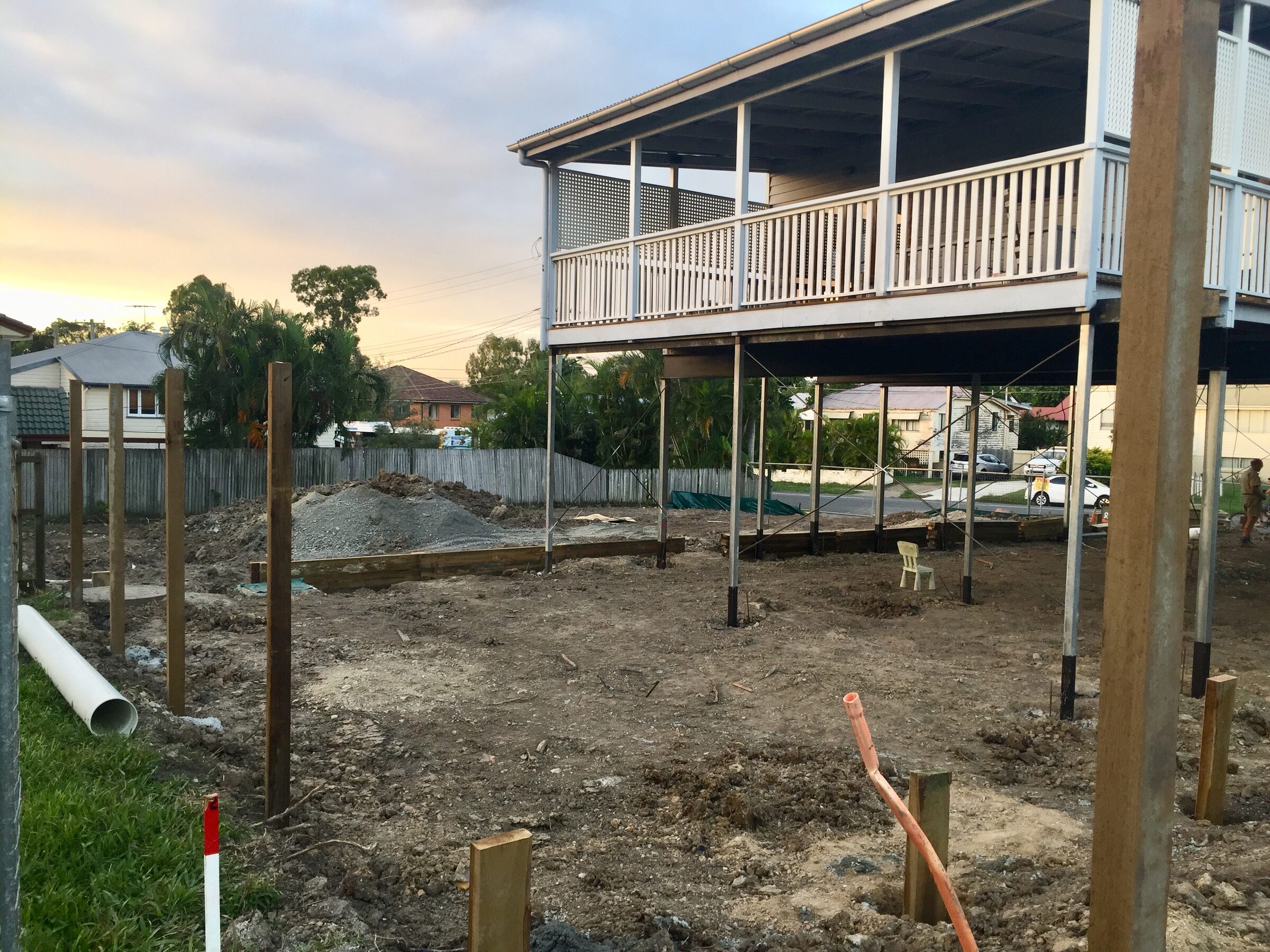 Framing detail during a Queenslander build-under