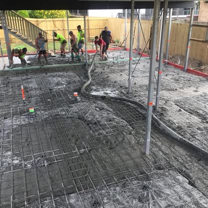 Downstairs renovation in progress — early construction stage under the raised Queenslander